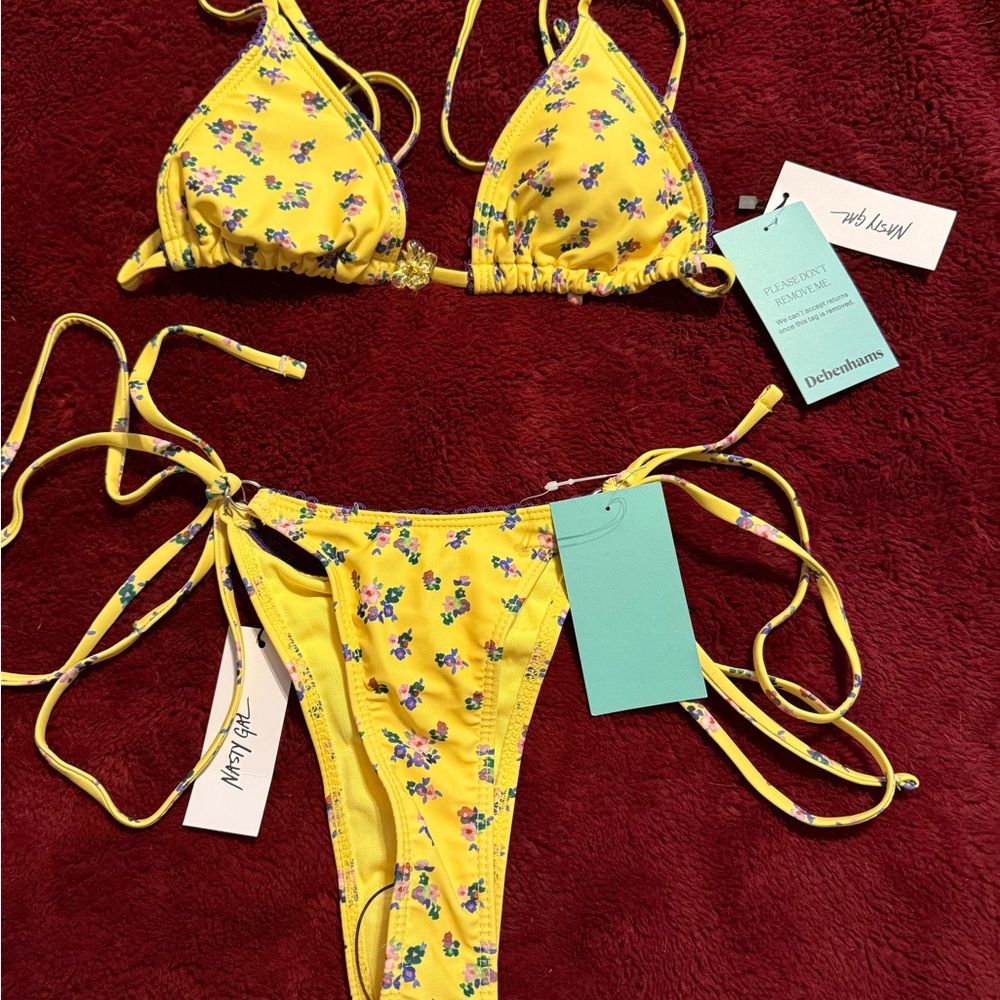NASTY GAL Yellow Floral Bikini Set